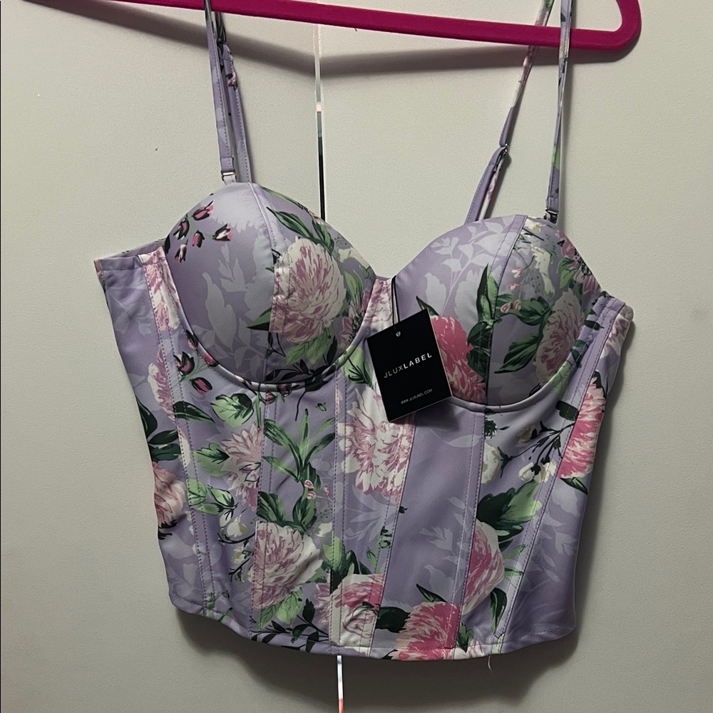 JLUXLABEL Lavender Floral Corset Bra